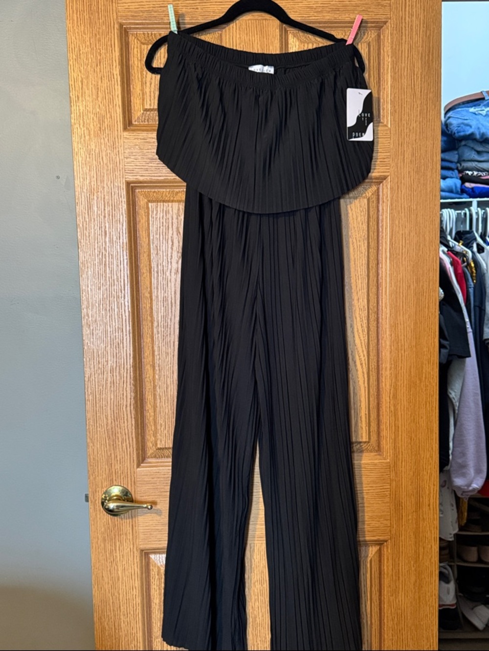 Women’s Black Strapless Pleated Jumpsuit